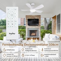 Newday 106 cm Mennyezeti Ventilátor Távirányítóval, Dimmelhető LED Világítással, 5 Lapátos Motor, Hálószobához és Nappalihoz 7
