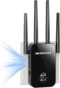 NEWFAST 1200 Mbps Dual-Band WiFi jelerősítő repeater 2.4 és 5 GHz routerhez, vezeték nélküli internet bővítő készülék 1