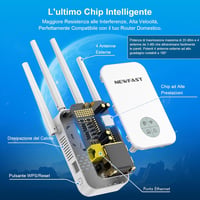 NEWFAST 1200Mbps WiFi erősítő, 2.4GHz/5GHz, 4 antenna, Ethernet, WPS 7