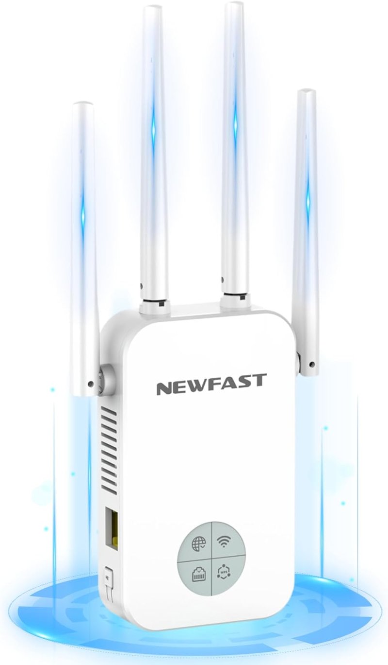 NEWFAST 1200Mbps WiFi erősítő, 2.4GHz/5GHz, 4 antenna, Ethernet, WPS