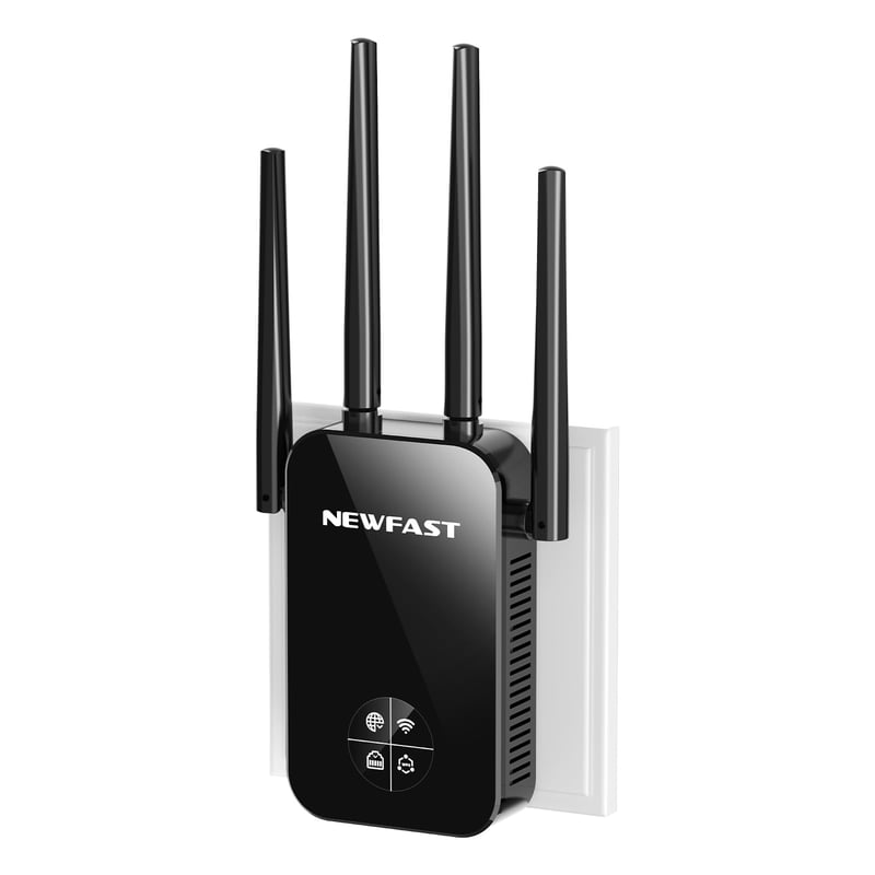 Zosilňovač Wi-Fi signálu NEWFAST 523 – 11,4 Mb/s, čierny