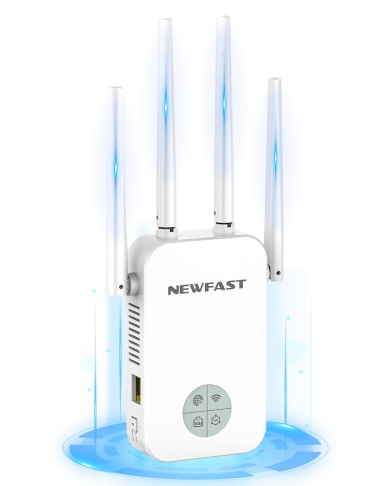 NEWFAST AC1200 WiFi repetitor Dual Band, s 4 antene, WPS, pametni zaslon - bijeli