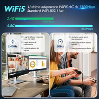 NEWFAST NF-U327 WiFi USB adapter 1300 Mbps, kétsávos 5GHz/2.4GHz, WPA3 3