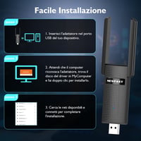 NEWFAST NF-U327 WiFi USB adapter 1300 Mbps, kétsávos 5GHz/2.4GHz, WPA3 8