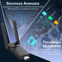 NEWFAST NF-U327 WiFi USB adapter 1300 Mbps, kétsávos 5GHz/2.4GHz, WPA3 4