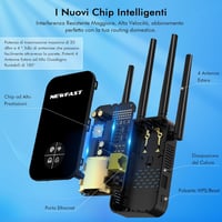 NEWFAST WiFi5 1200Mbps WiFi erősítő, Dual Band bővítő 4 antennával és LAN porttal 4