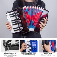 NEWFUN Gyermek harmonika 17 billentyű 8 basszussal állítható pánttal könnyű fekete kezdőknek 6