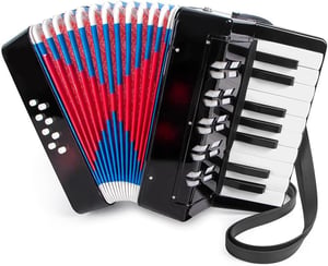 NEWFUN Gyermek harmonika 17 billentyű 8 basszussal állítható pánttal könnyű fekete kezdőknek