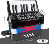 NEWFUN Gyermek harmonika 17 billentyű 8 basszussal állítható pánttal könnyű fekete kezdőknek 2