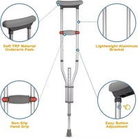 Pereche de cârje cu sprijin antebrahial NEWFUN, reglabile pe înălțime, 150 kg, aluminiu - gri 2