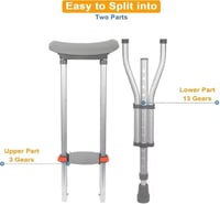 Pereche de cârje cu sprijin antebrahial NEWFUN, reglabile pe înălțime, 150 kg, aluminiu - gri 8