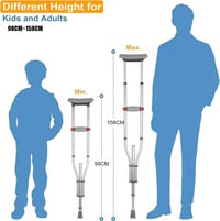 Pereche de cârje cu sprijin antebrahial NEWFUN, reglabile pe înălțime, 150 kg, aluminiu - gri 7