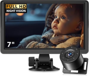 NewHail X070L 7-inčna bežična auto kamera za vožnju unatrag - 1080p, IR noćni vid, 178°, IPS zaslon