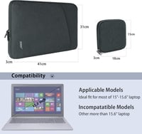 NEWHEY 15 Inch Laptop Sleeve Vízálló Ütésálló Notebook Táska Szürke 2