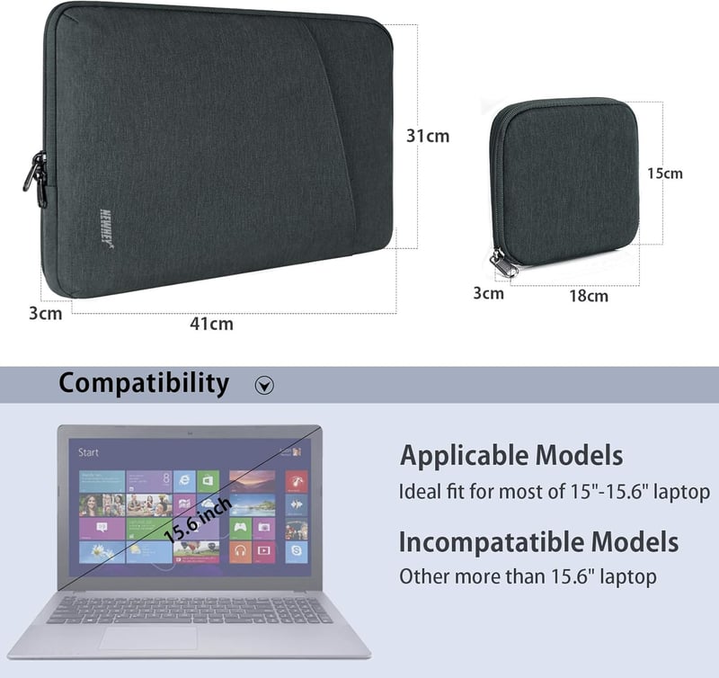 NEWHEY 15 Inch Laptop Sleeve Vízálló Ütésálló Notebook Táska Szürke