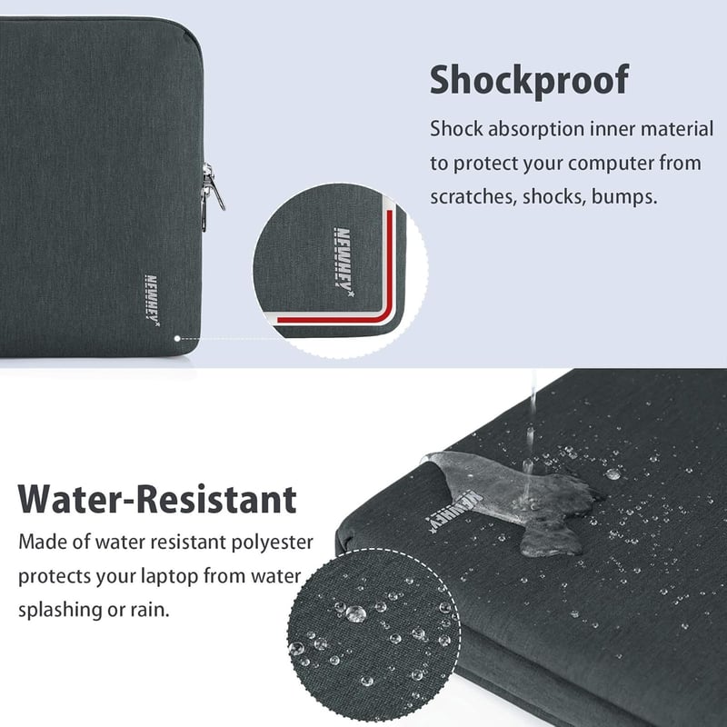 NEWHEY 15 Inch Laptop Sleeve Vízálló Ütésálló Notebook Táska Szürke
