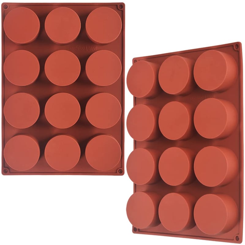 Newk valcová silikónová forma na pečenie, 2 balenia, 12 otvorov – cake pops, mydlo, čokoláda, bomba do kúpeľa, tvarohový koláč – 24,4 x 17,5 x 2,5 cm, hnedá