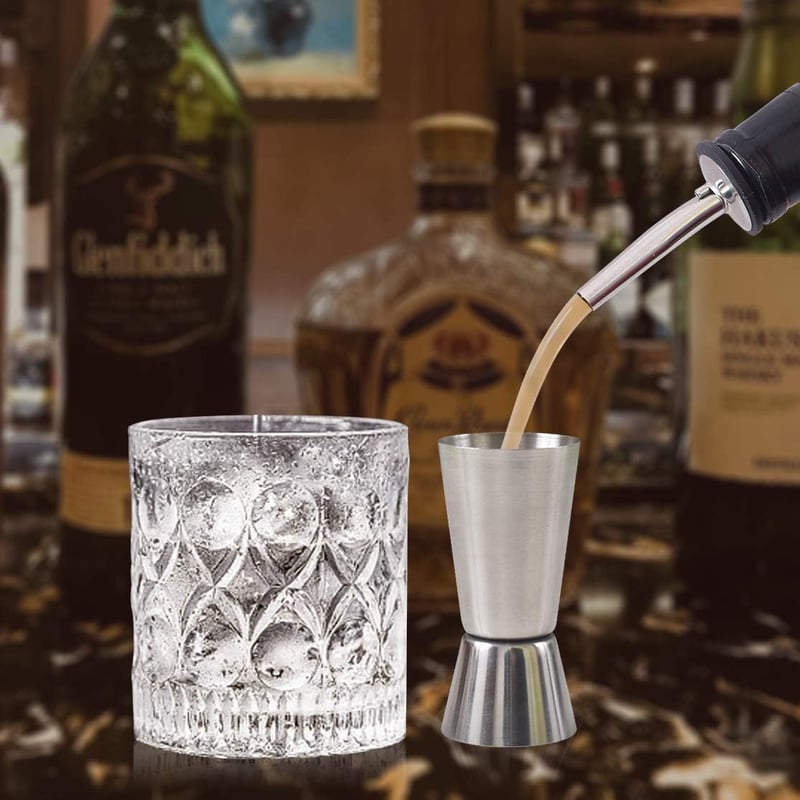 Newk IH03 rozsdamentes acél kétfejes bormérő 30 ml akril betéttel, koktél jigger