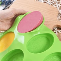 Newk Oválna silikónová forma na mydlo so 6 otvormi, DIY forma na ručnú výrobu mydla s rôznymi kvetinovými vzormi na krémové mydlo 4