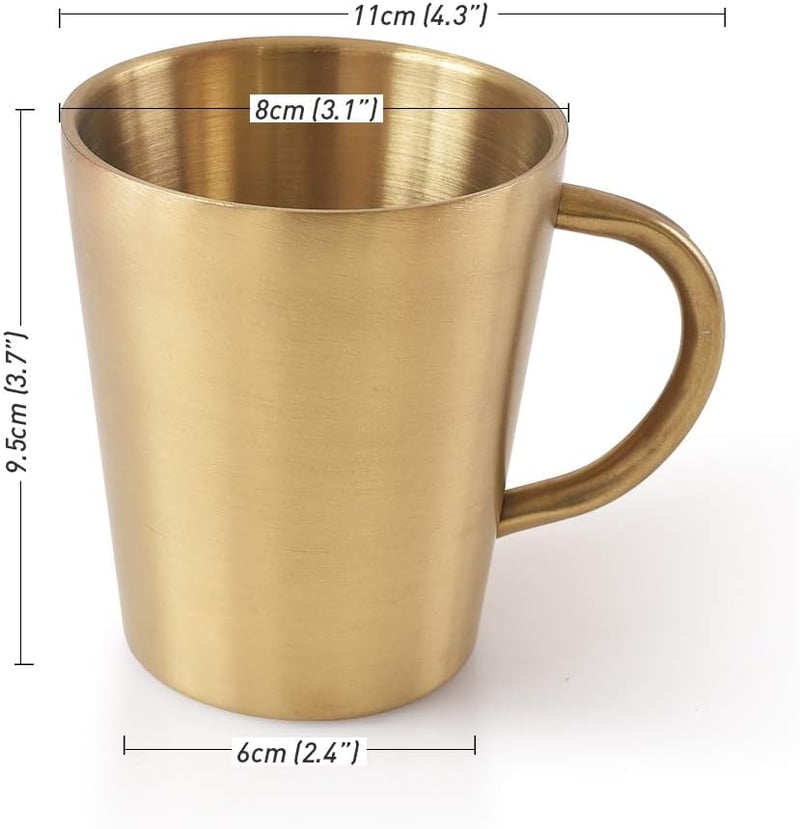 Newk Tyrant Gold rozsdamentes acél fogantyús dupla falú bögre 300 ml italkupa BBQ, otthon, iroda, parti