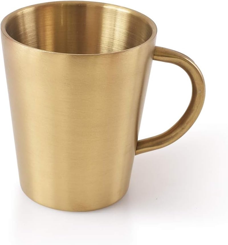 Newk Tyrant Gold rozsdamentes acél fogantyús dupla falú bögre 300 ml italkupa BBQ, otthon, iroda, parti