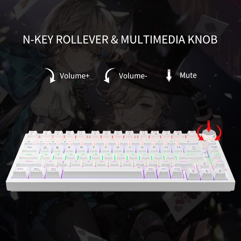 NEWMEN GM326 75% Mechanikus Gamer Billentyűzet USB-C, Hot Swap, LED, Piros Switch