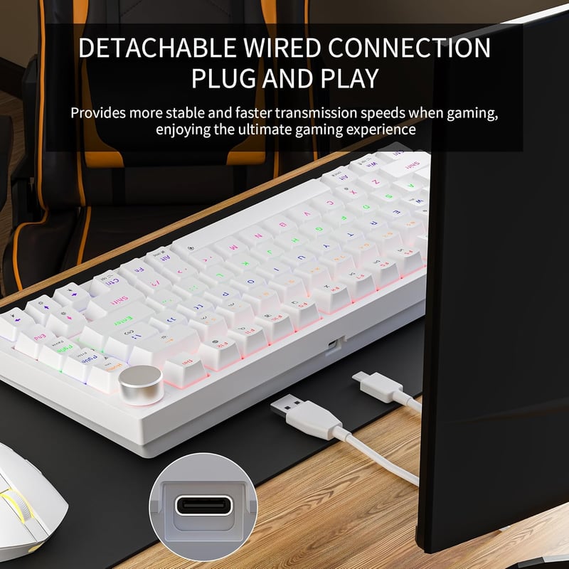 NEWMEN GM326 75% Mechanikus Gamer Billentyűzet USB-C, Hot Swap, LED, Piros Switch