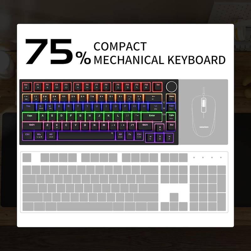 Newmen GM326 Mechanikus Gamer Billentyűzet 75% TKL USB-C LED