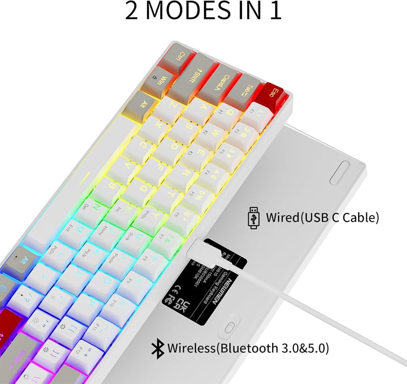 Newmen GM610 Wireless Mechanikus Gamer Billentyűzet 60% RGB LED Barna Kapcsoló