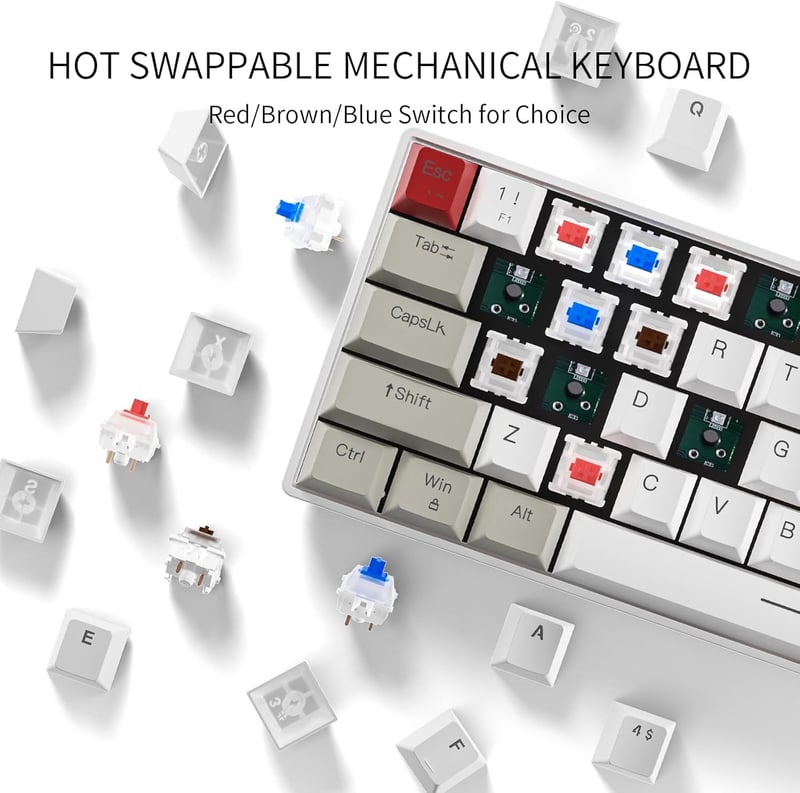 Newmen GM610 Wireless Mechanikus Gamer Billentyűzet 60% RGB LED Barna Kapcsoló