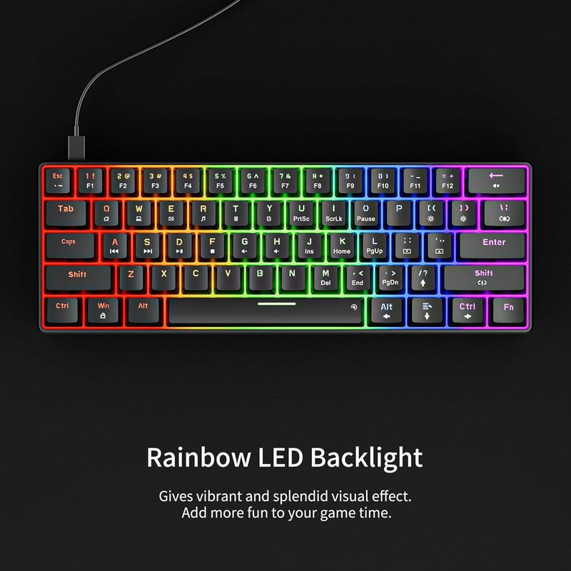 Newmen GM611 Gaming Mechanikus Billentyűzet LED 61 Gomb Piros Switch