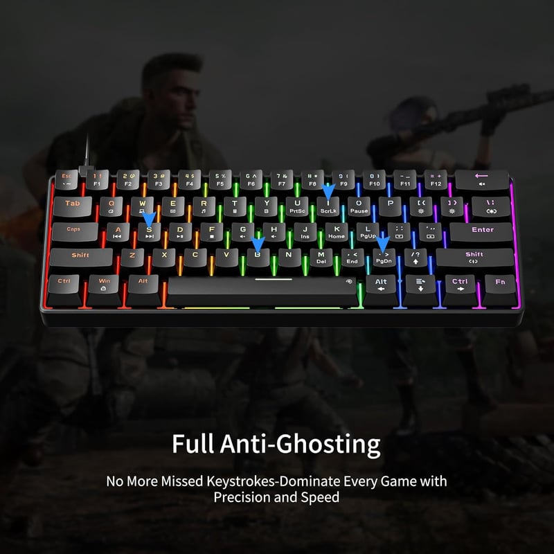 Newmen GM611 Gaming Mechanikus Billentyűzet LED 61 Gomb Piros Switch