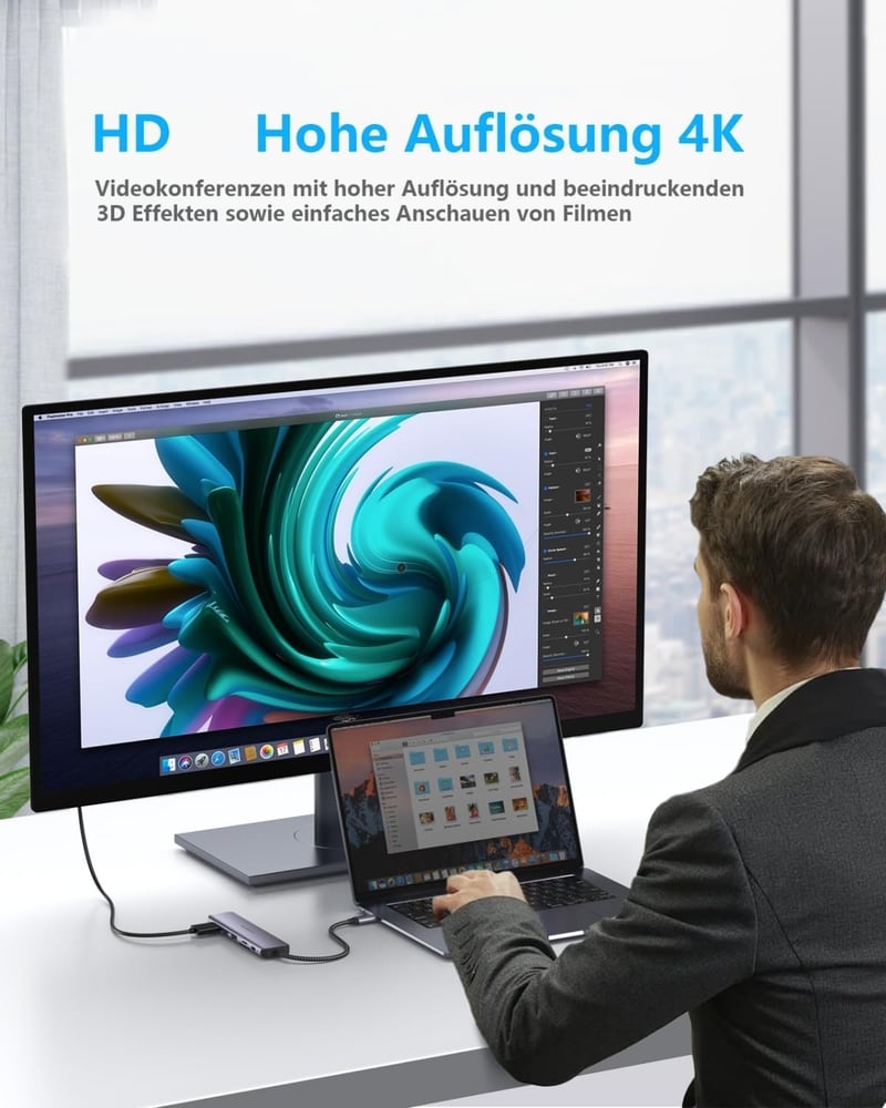 Newmight 7 az 1-ben USB C Hub Ethernet csatlakozóval, 4K HDMI, 2 USB 3.0, 100W PD, SD/TF kártyaolvasó - iPhone 15/MacBook/iPad/Dell/HP kompa