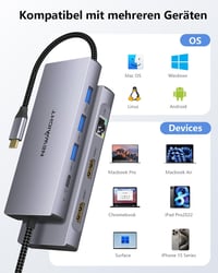 Newmight Dual HDMI dokkoló 2 monitoros 4K, 100W töltés, USB 3.0, Ethernet 8