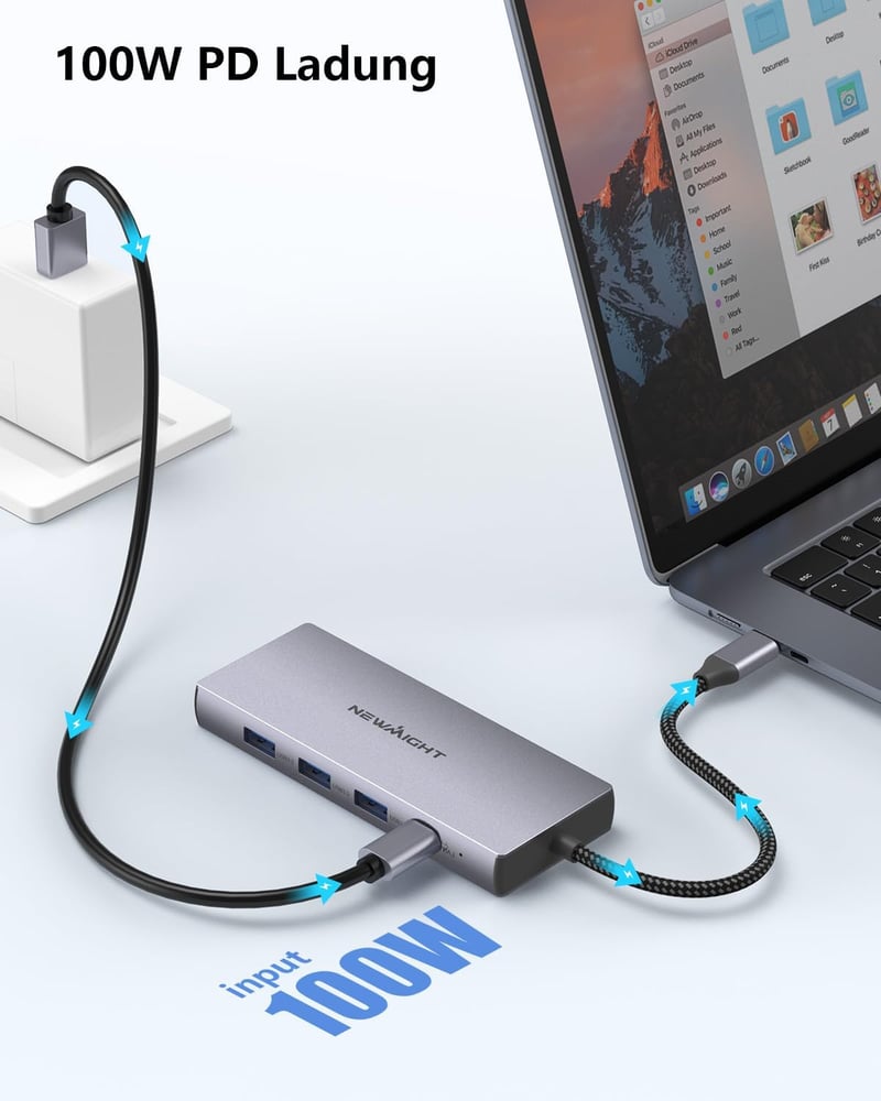Newmight Dual HDMI dokkoló 2 monitoros 4K, 100W töltés, USB 3.0, Ethernet