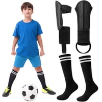Newofview Detské chrániče holení s futbalovými štulpňami pre chlapcov a dievčatá vo veku 3-7 rokov, čierne, 15x8 cm, futbalová ochranná výstroj 1