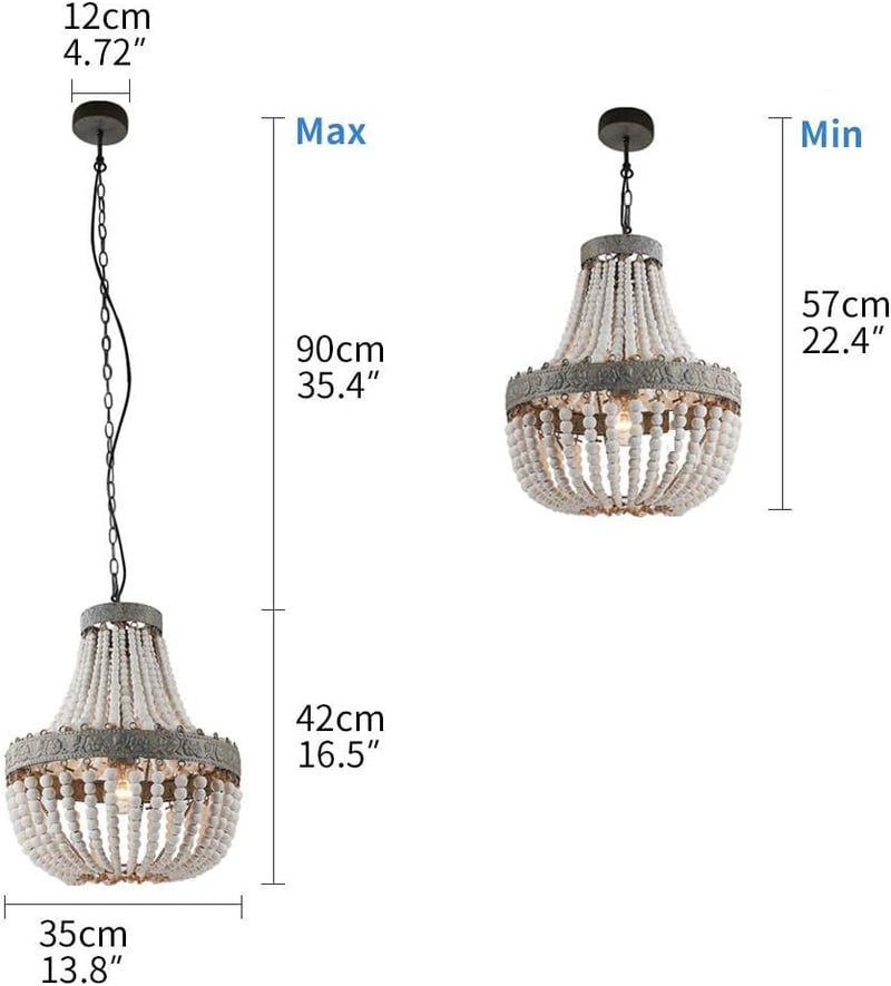 Newrays Retro Loft Vintage Fa Gyöngy Függőlámpa E27 LED Konyha Nappali Szoba