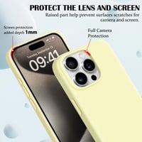 Husă din silicon Newseego pentru iPhone 15 Pro Max, husă de protecție din silicon lichid, rezistentă la zgârieturi, rezistentă la șocuri, husă subțire pentru telefon de 6,7 inchi, galbenă 4