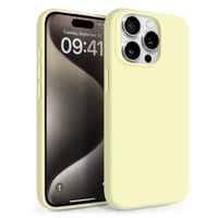 Husă din silicon Newseego pentru iPhone 15 Pro Max, husă de protecție din silicon lichid, rezistentă la zgârieturi, rezistentă la șocuri, husă subțire pentru telefon de 6,7 inchi, galbenă 1