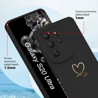Silikónový kryt Newseego na Samsung Galaxy S20 Ultra 5G, so vzorom zlatého srdca – čierny 3