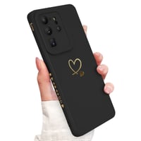 Silikónový kryt Newseego na Samsung Galaxy S20 Ultra 5G, so vzorom zlatého srdca – čierny 1