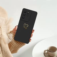 Silikónový kryt Newseego na Samsung Galaxy S20 Ultra 5G, so vzorom zlatého srdca – čierny 7