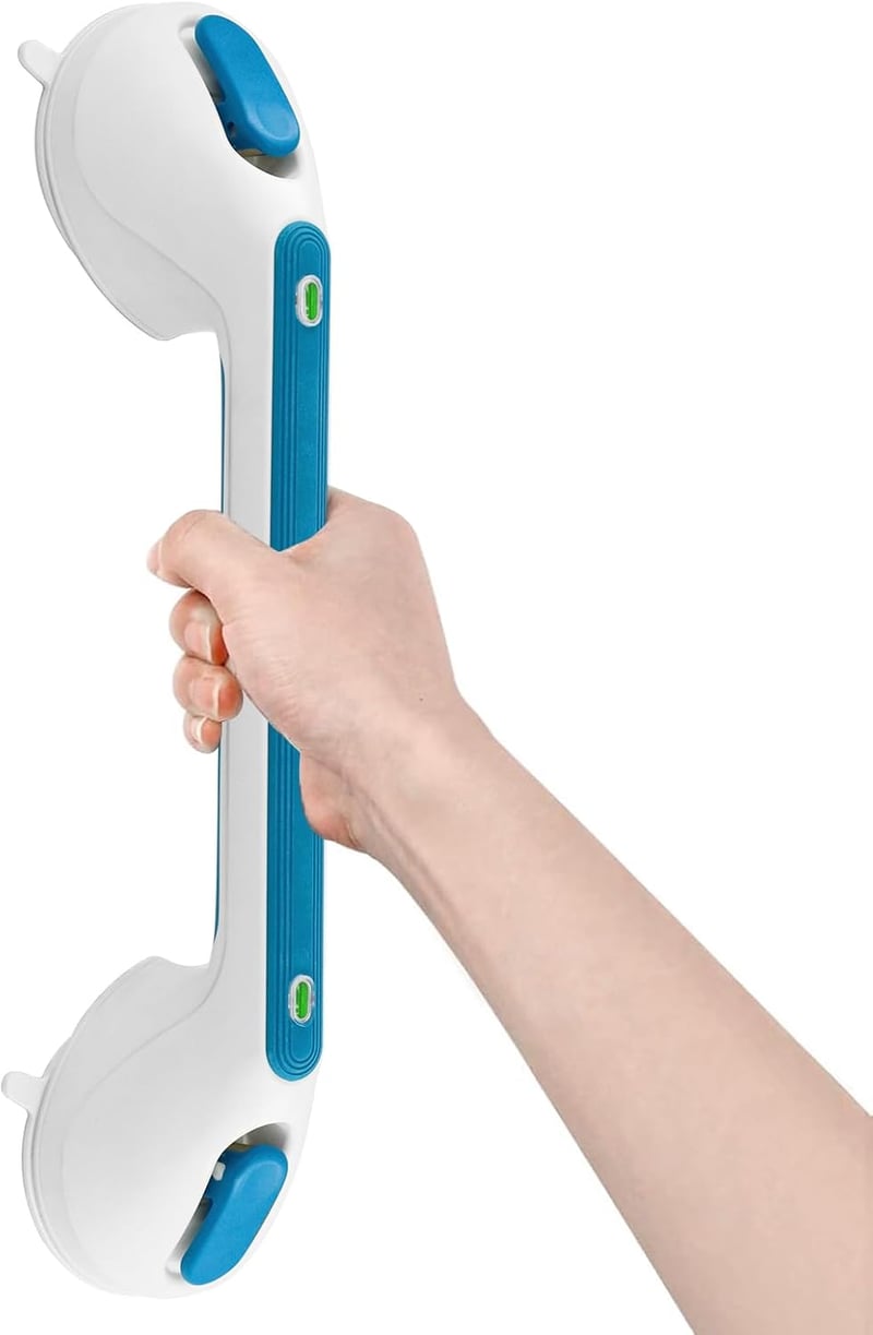 Newthinking Tapadókorongos Kapaszkodó 40cm Kék Zuhanyzó Fürdőkád Biztonsági Korlát Fúrás Nélkül Időseknek ABS