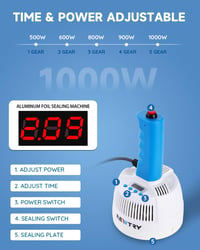 NEWTRY Elektromágneses Indukciós Fóliahegesztő Gép, 20-100mm Állítható Alumínium Fólia Lezáró, 800W Fehér Hegesztőgép 3