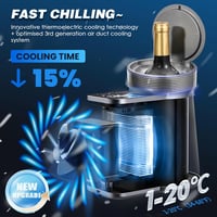 NEWTRY Elektromos Borhűtő - Gyorshűtés 750 ml-es Borosüvegekhez, Pezsgőhöz, Fekete ABS Borítás, Rozsdamentes Acél Belső, Autós Kábellel 3