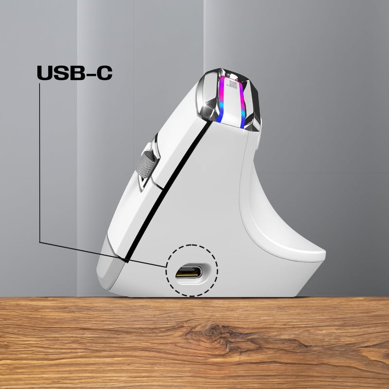 Mouse Ergonomic Wireless NEWWAY A9 - 2.4GHz WiFi, USB-C, RGB, 2400 DPI