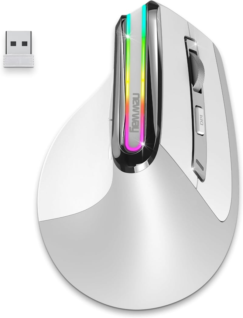 Mouse Ergonomic Wireless NEWWAY A9 - 2.4GHz WiFi, USB-C, RGB, 2400 DPI