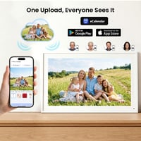NEWYES 15,6-palcový digitálny rodinný plánovač, nástenný kalendár s Full HD dotykovou obrazovkou, fotorámik (1920x1080), hodiny, plánovač stravovania pre seniorov a rodiny 6