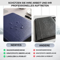 NEWYES A4 Konferenčné dosky na zips z PU kože – Organizér na cestovné doklady, kalendár, darček pre mužov a ženy, modré 7