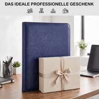 NEWYES A4 Konferenčné dosky na zips z PU kože – Organizér na cestovné doklady, kalendár, darček pre mužov a ženy, modré 8